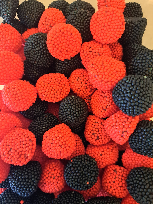 Mûres perlées rouges et noires