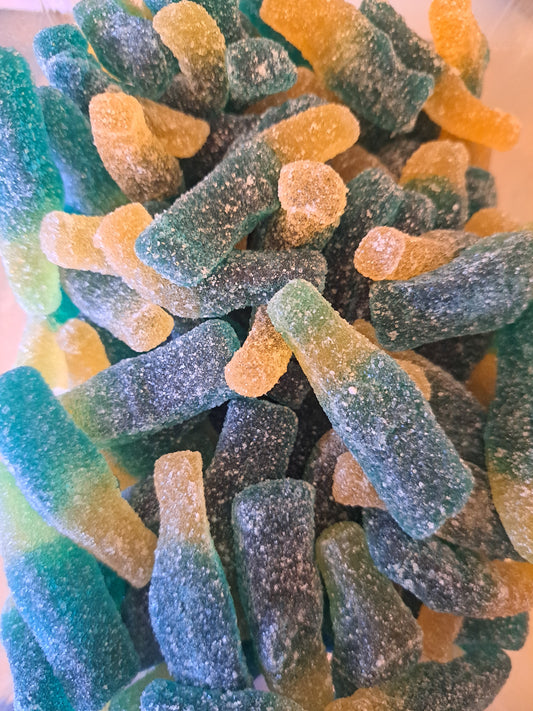 Bouteille bleue goût framboise